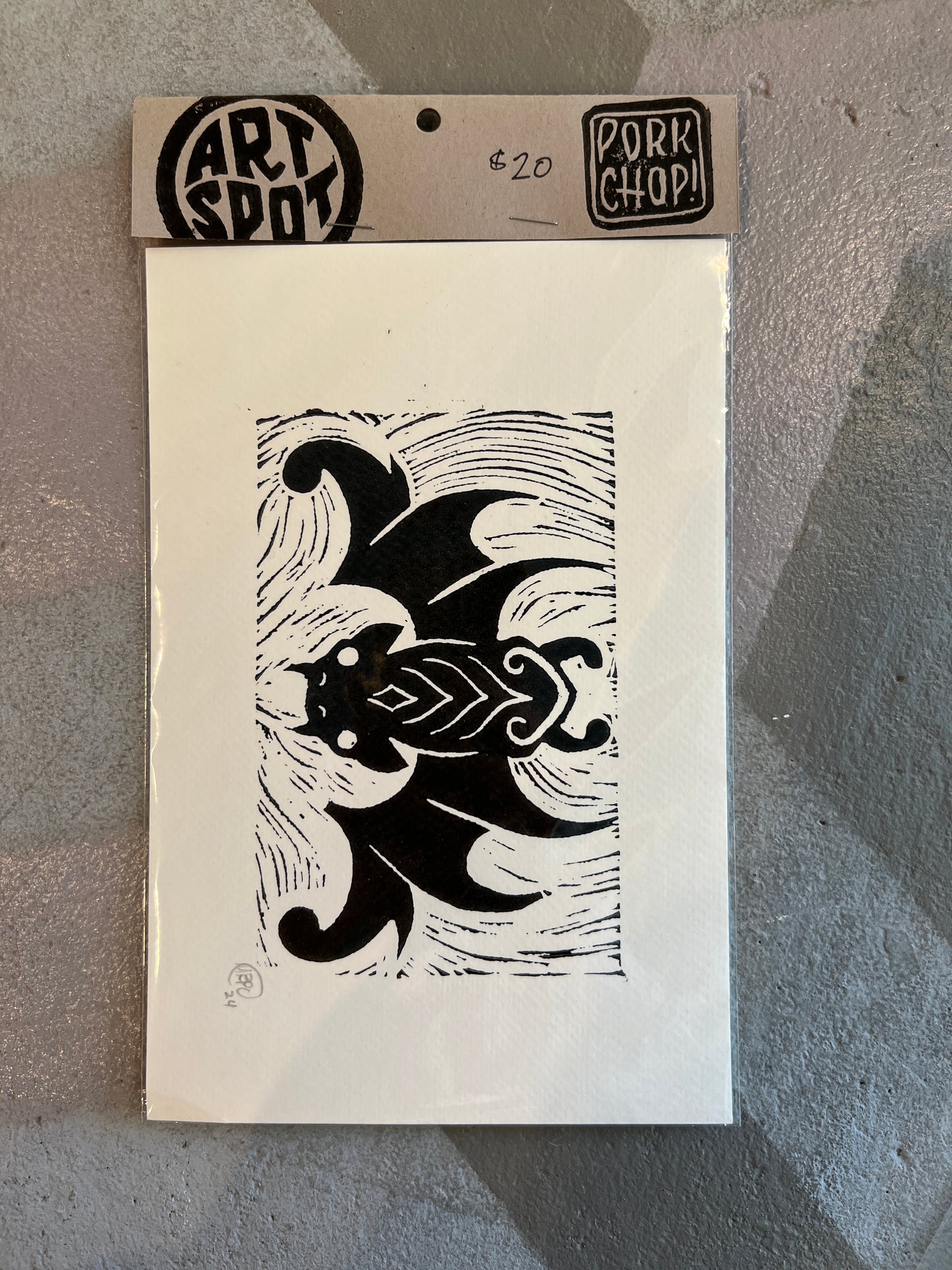 Bat Linocut Print