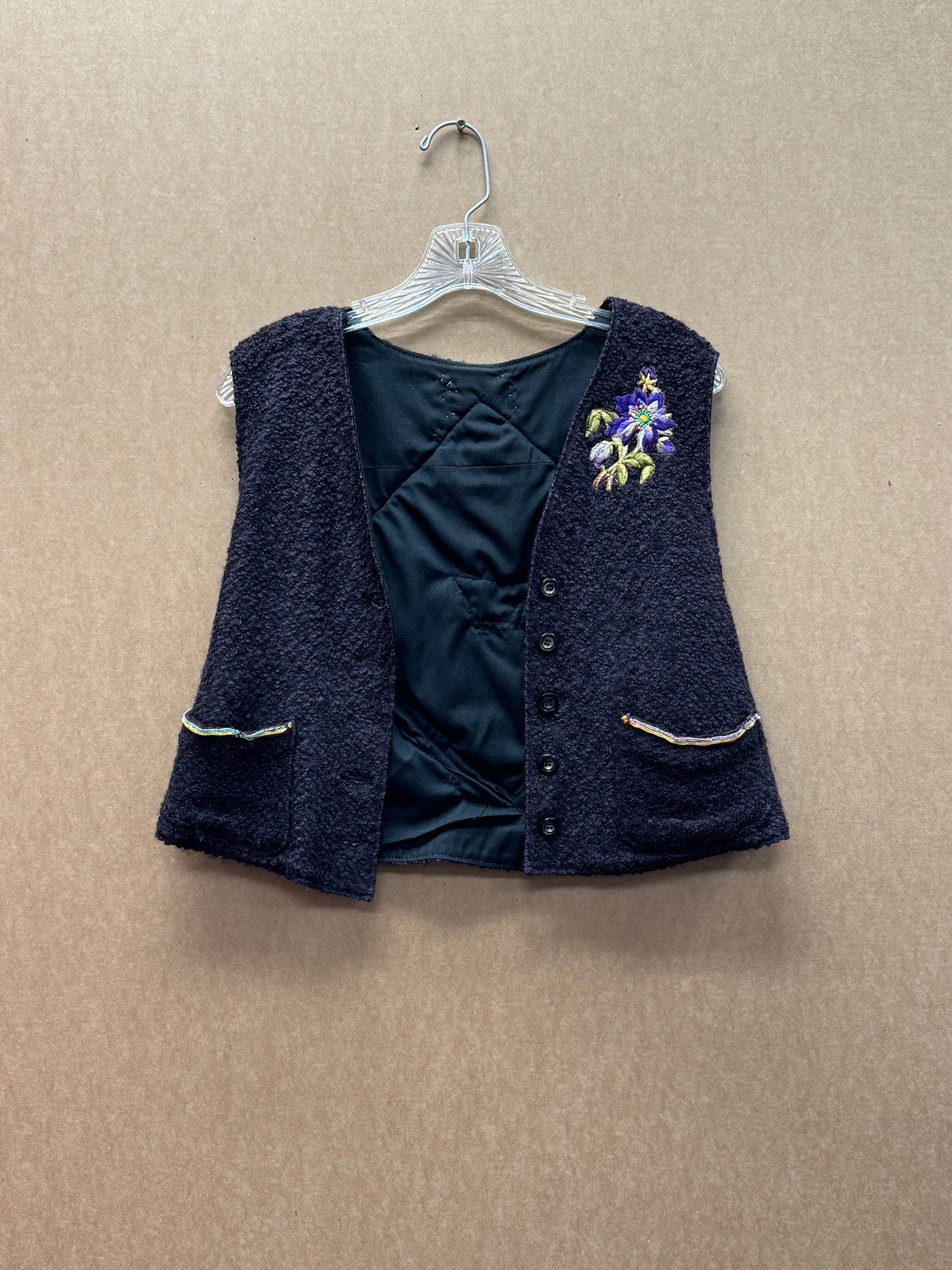 Crochet Butterfly Black Vest