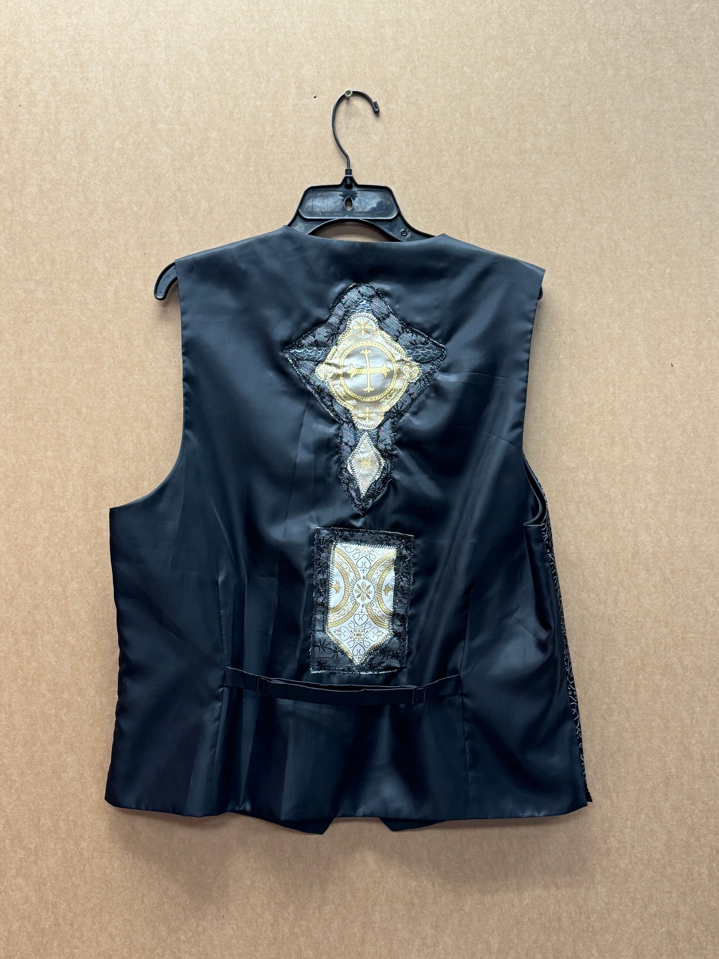 Cross Patch Silver Scroll Vest