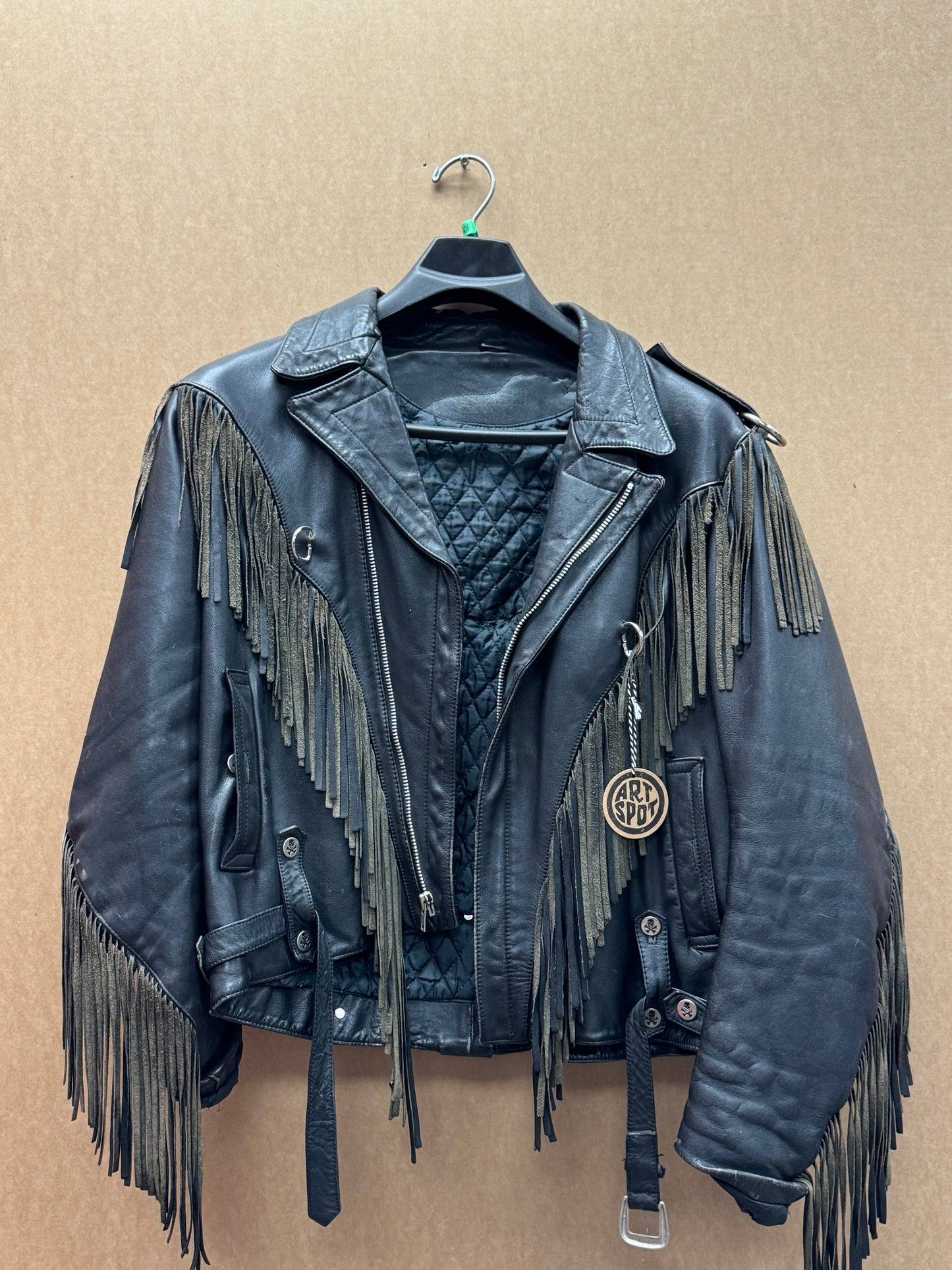 Black Leather Fringe Jacket