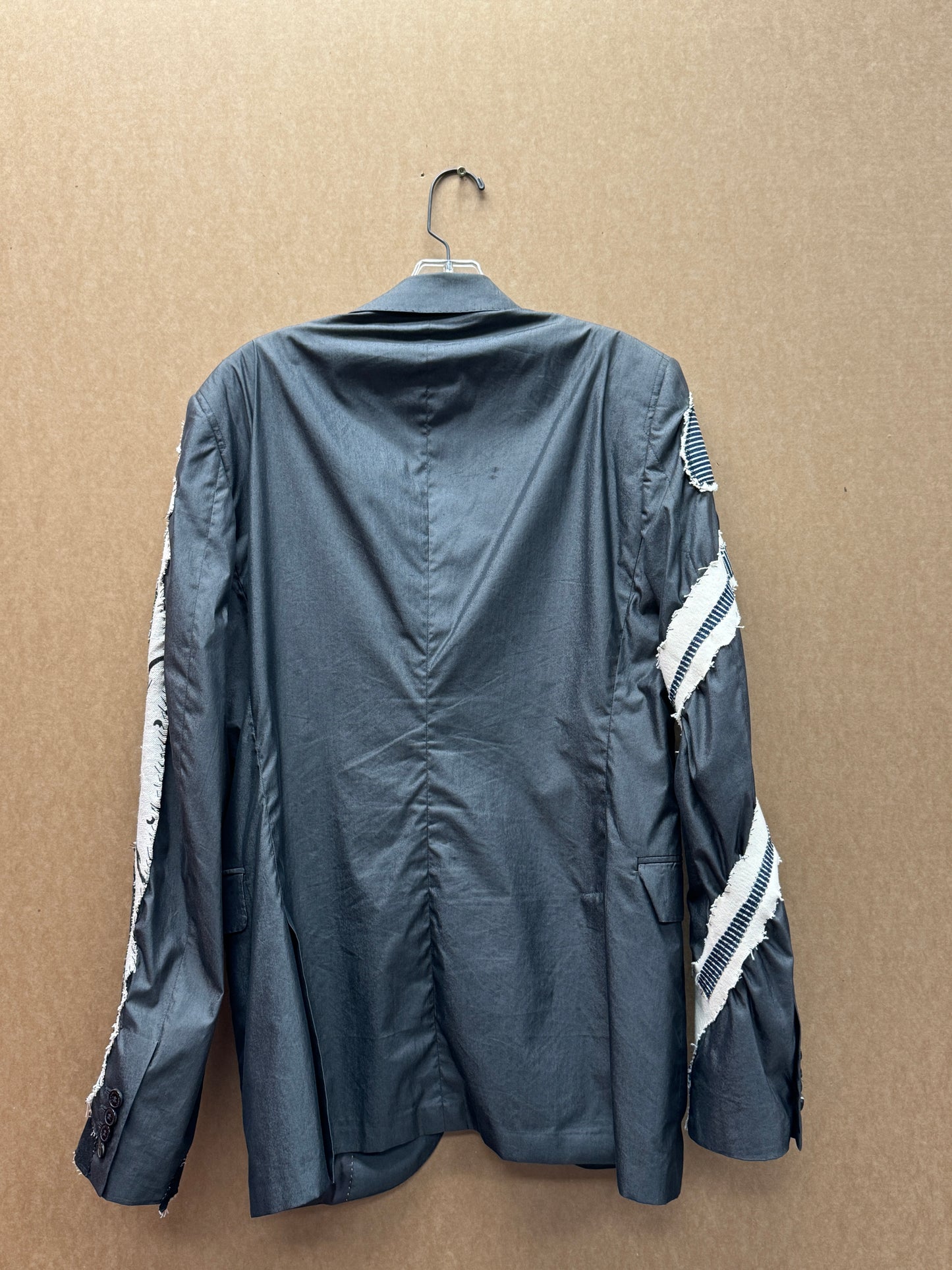 Gray Silk Patchwork Blazer