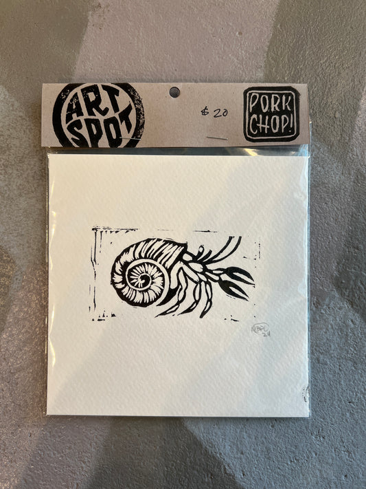 Hermit Crab Linocut Print