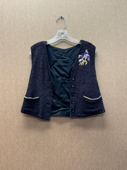 Crochet Butterfly Black Vest