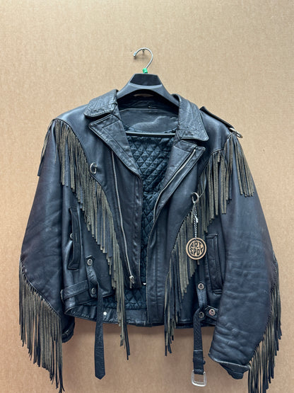 Black Leather Fringe Jacket